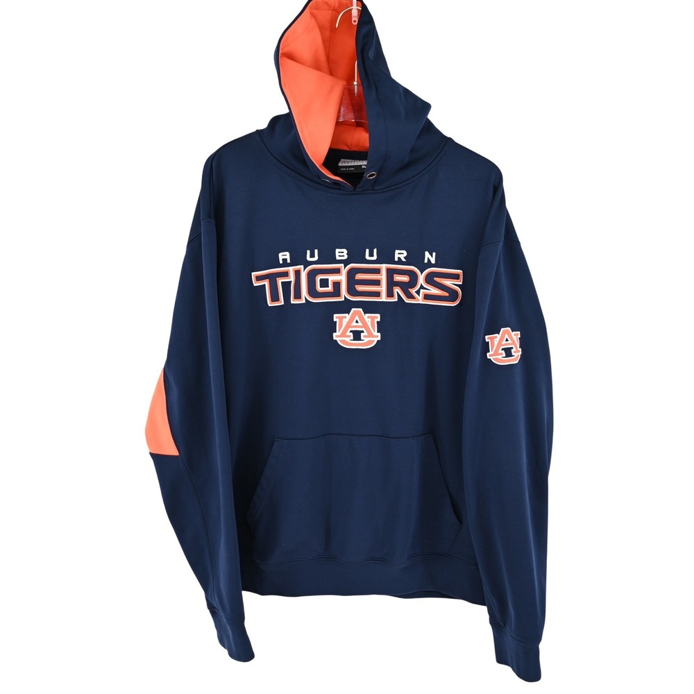 Colosseum Auburn Tigers Mens XL Navy Blue Orange Embroidered Pullover Hoodie